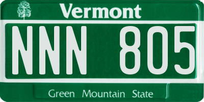 VT license plate NNN805