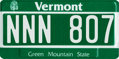 VT license plate NNN807