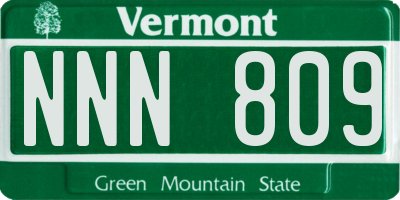 VT license plate NNN809
