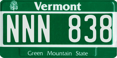 VT license plate NNN838