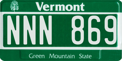 VT license plate NNN869
