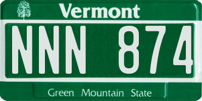VT license plate NNN874