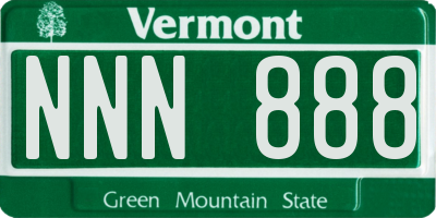 VT license plate NNN888