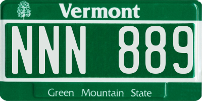VT license plate NNN889