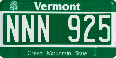 VT license plate NNN925