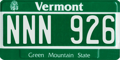 VT license plate NNN926