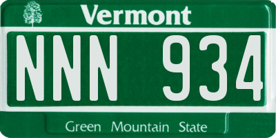 VT license plate NNN934