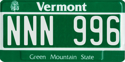 VT license plate NNN996