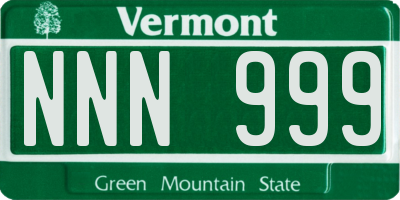 VT license plate NNN999