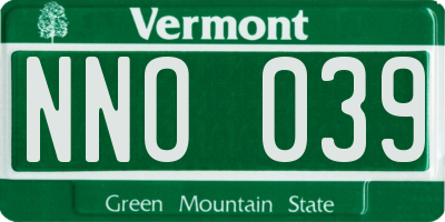 VT license plate NNO039