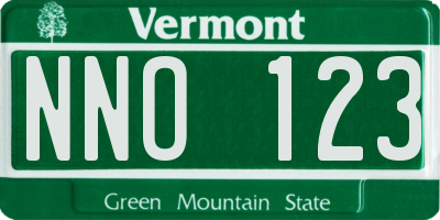 VT license plate NNO123