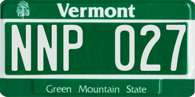 VT license plate NNP027