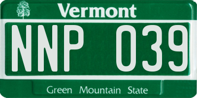 VT license plate NNP039