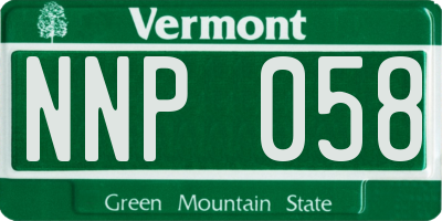 VT license plate NNP058