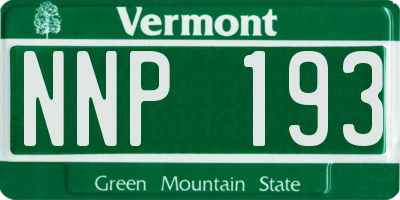 VT license plate NNP193