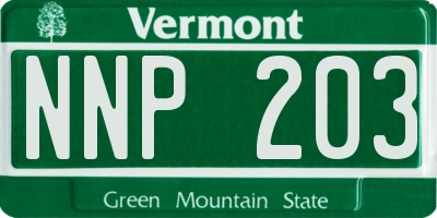 VT license plate NNP203