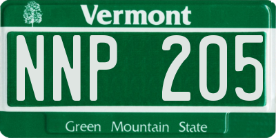 VT license plate NNP205
