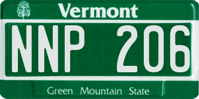 VT license plate NNP206