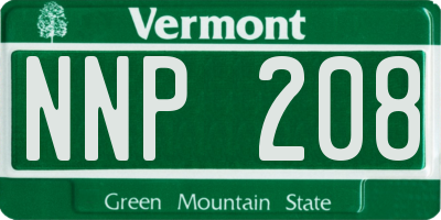 VT license plate NNP208