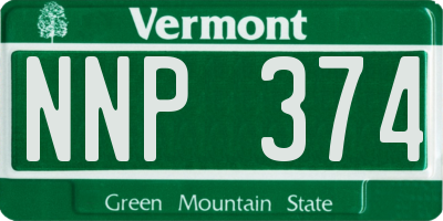 VT license plate NNP374