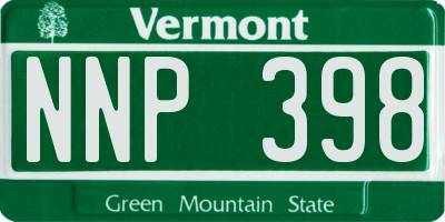 VT license plate NNP398