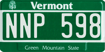 VT license plate NNP598
