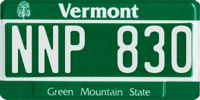 VT license plate NNP830