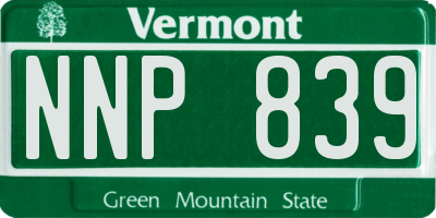 VT license plate NNP839