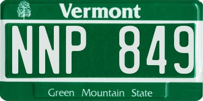 VT license plate NNP849