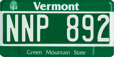VT license plate NNP892