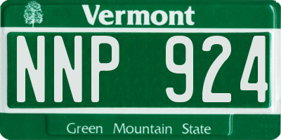 VT license plate NNP924