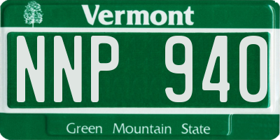 VT license plate NNP940