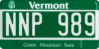 VT license plate NNP989