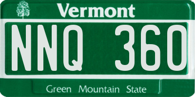 VT license plate NNQ360