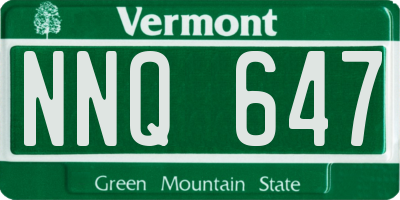 VT license plate NNQ647