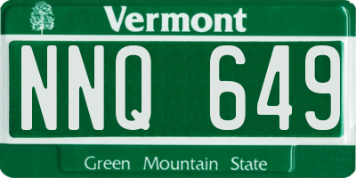 VT license plate NNQ649