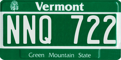 VT license plate NNQ722