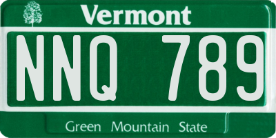 VT license plate NNQ789