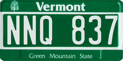 VT license plate NNQ837