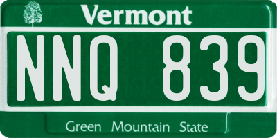VT license plate NNQ839