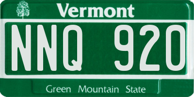 VT license plate NNQ920