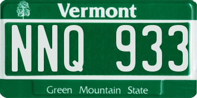 VT license plate NNQ933