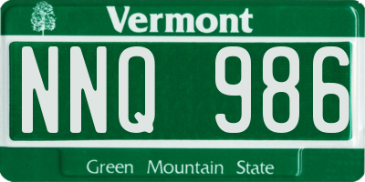 VT license plate NNQ986