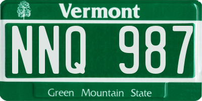 VT license plate NNQ987