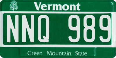 VT license plate NNQ989