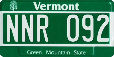 VT license plate NNR092