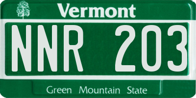 VT license plate NNR203