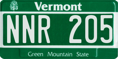 VT license plate NNR205