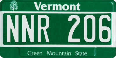 VT license plate NNR206