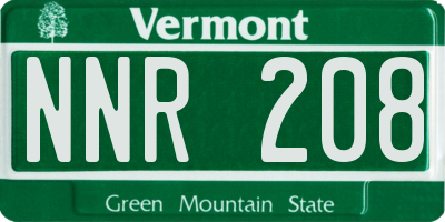 VT license plate NNR208